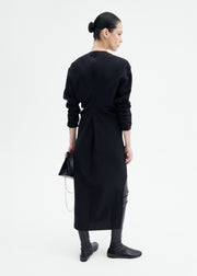 Keyhole Dress in Viscose Wool - Black - CO Collections